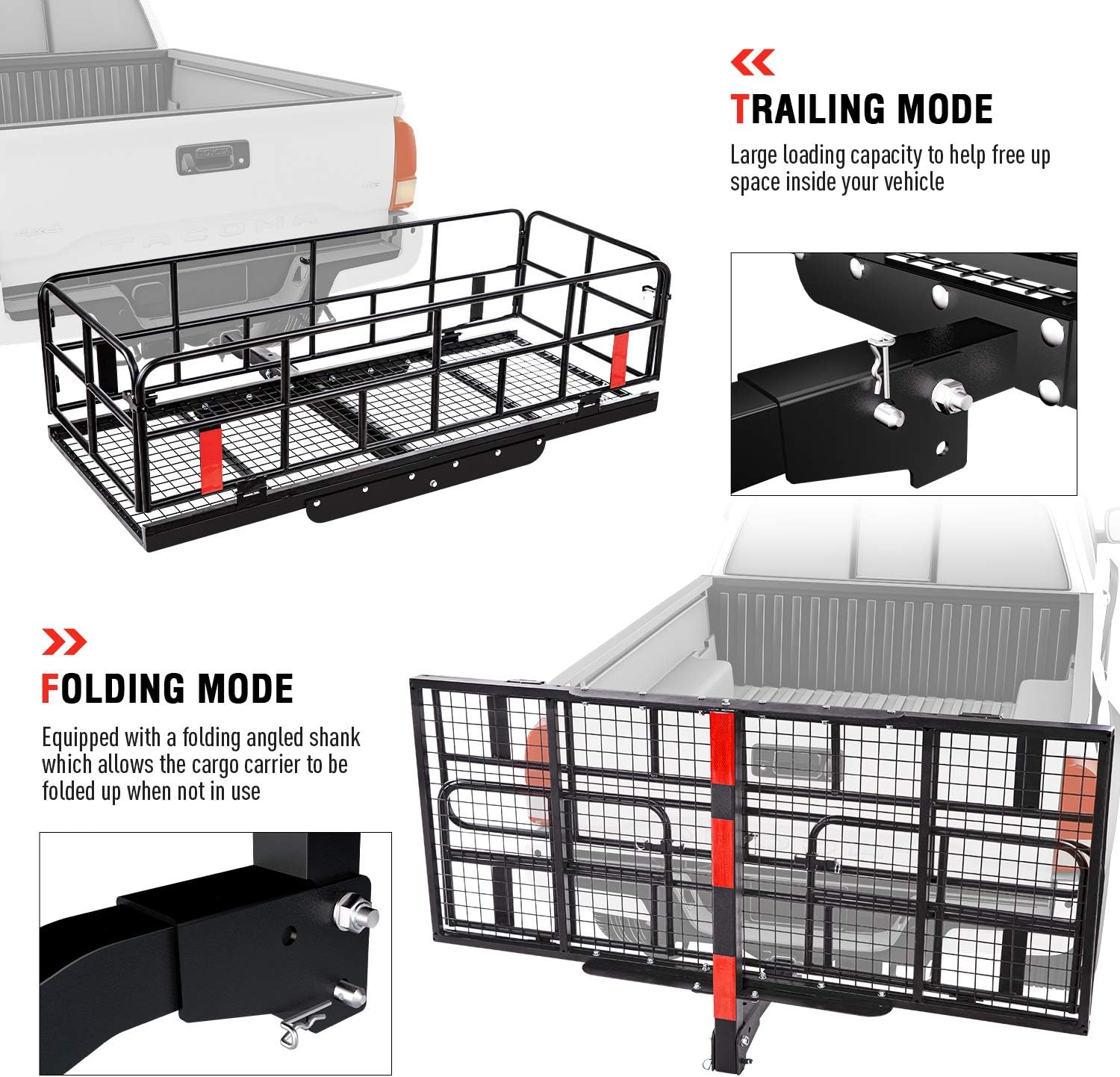 Steel Cargo Carrier Rack by Hitch Mount Basket | Foldable Design for 2-Inch Trailer Hitches