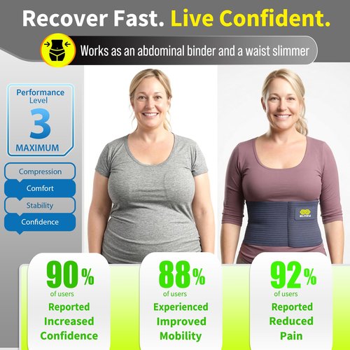 BLITZU Umbilical Hernia Belt for Men & Women, Abdominal Binder Adjustable Truss Support with 2 Compression Pads for Naval, Ventral, Incisional, Epigastric, Belly Button Hernias, Pre Post Surgery L-XL