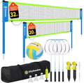 Regine Switzerland Outdoor Volleyball & Badminton Combo Net Set - Adjustable Poles, 4 Rackets, Portable Carry Bag