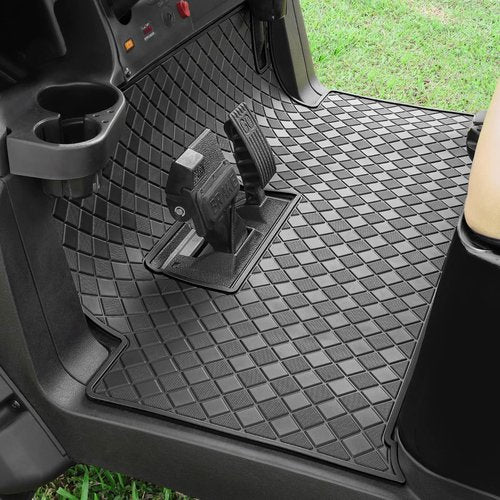 Cartalia Golf Cart Floor Liner Mat 8mm Thick Rubber Full Coverage Fit for Club Car Precedent 2004-2025 / Onward & Tempo 2017-2024 / Villager & V4L 2019-2025 Cart Non-Slip Mats Replacement - Black Trim