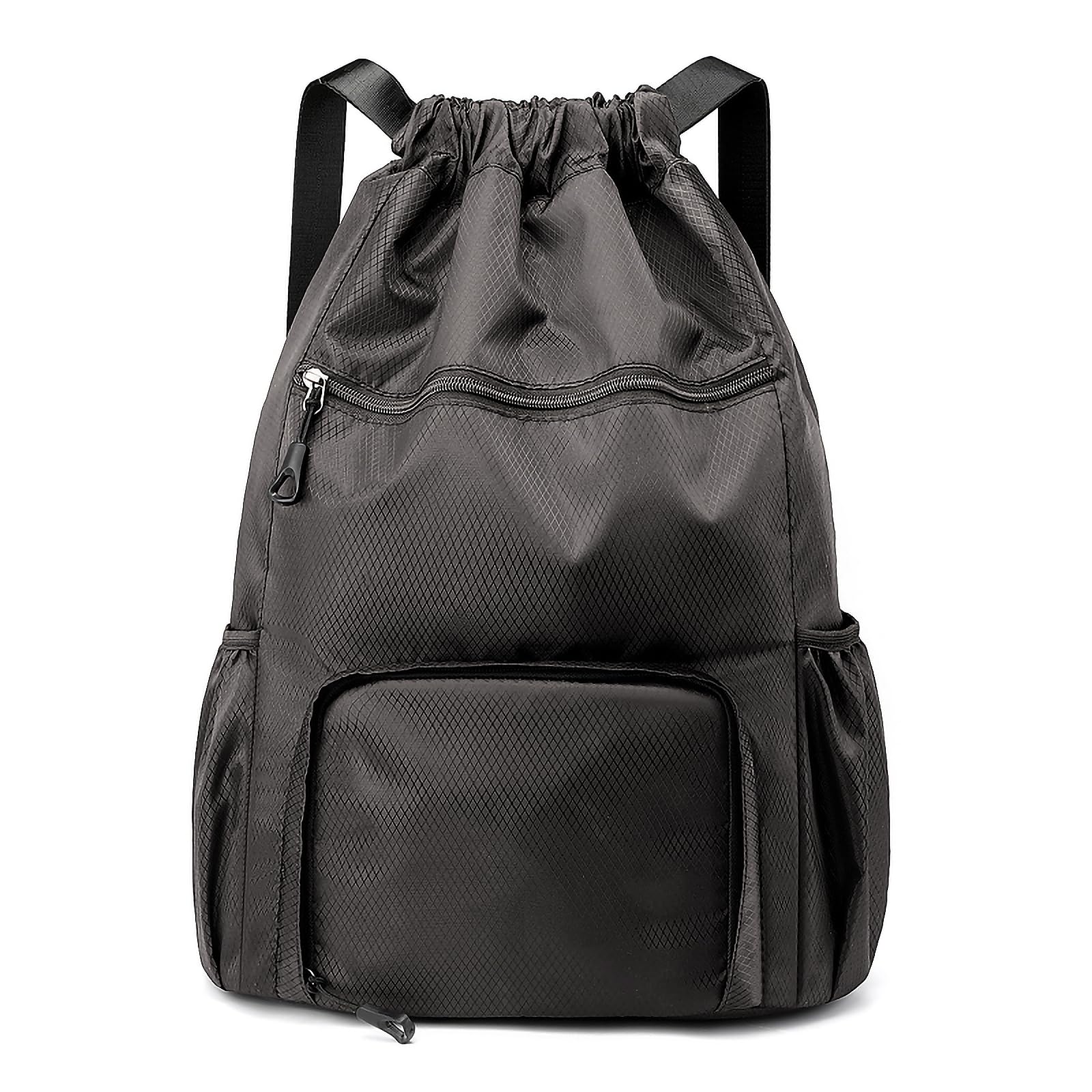 Sports Drawstring Backpack Gym Sack with Shoe Compartment, Durable Oxford Fabric, Wet-Proof Pocket, Water-Resistant Cinch Bag for Men & Women, Foldable & Spacious Athletic Sackpack for Travel Fitness