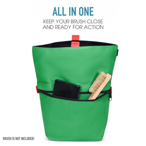 BarnDoor Chalk Bucket - Large Chalk Bag for Rock Climbing, Bouldering, Weightlifting with Large Zipper Storage Pocket & Easy Closure (Green)