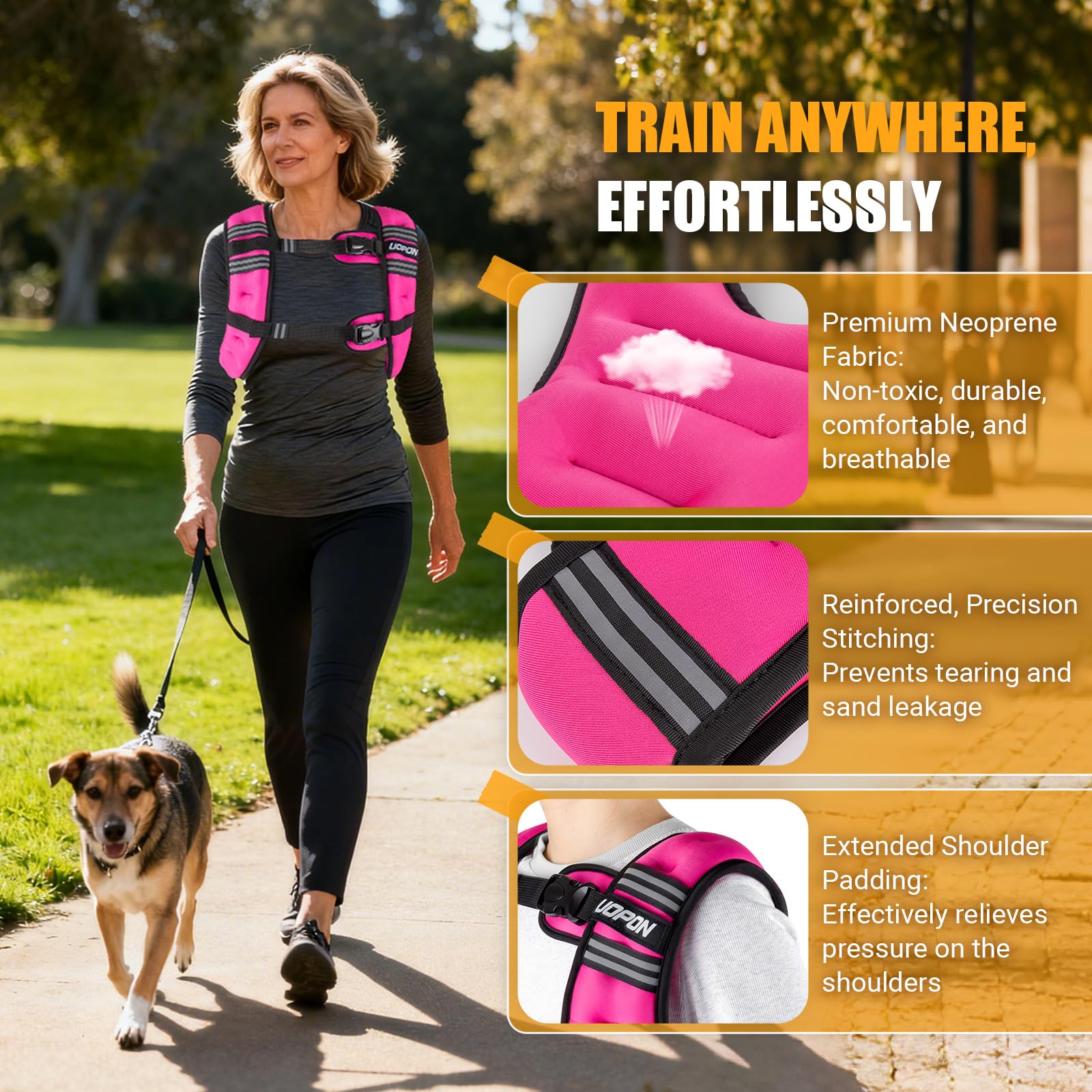Weighted Vest for Women Men, 10 lb Weight Vest for Walking with Reflective Stripe and Adjustable Buckle Straps, Body Weights for Osteoporosis, Running, Strength Training and Weight Loss
