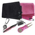Gzingen Golf Towel and Brush Set, 2 Pack Microfiber Towels for Golf Bags, Club Cleaner Brush Cleaning Kit with Divot Tool Ball Marker, Golf Accessories