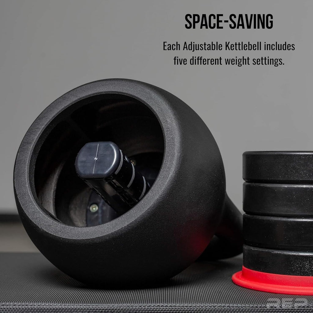 Rep Fitness Adjustable Kettlebell - Versatile Weight Set for Home Gym | 20–40 lb (9–18 kg) Options