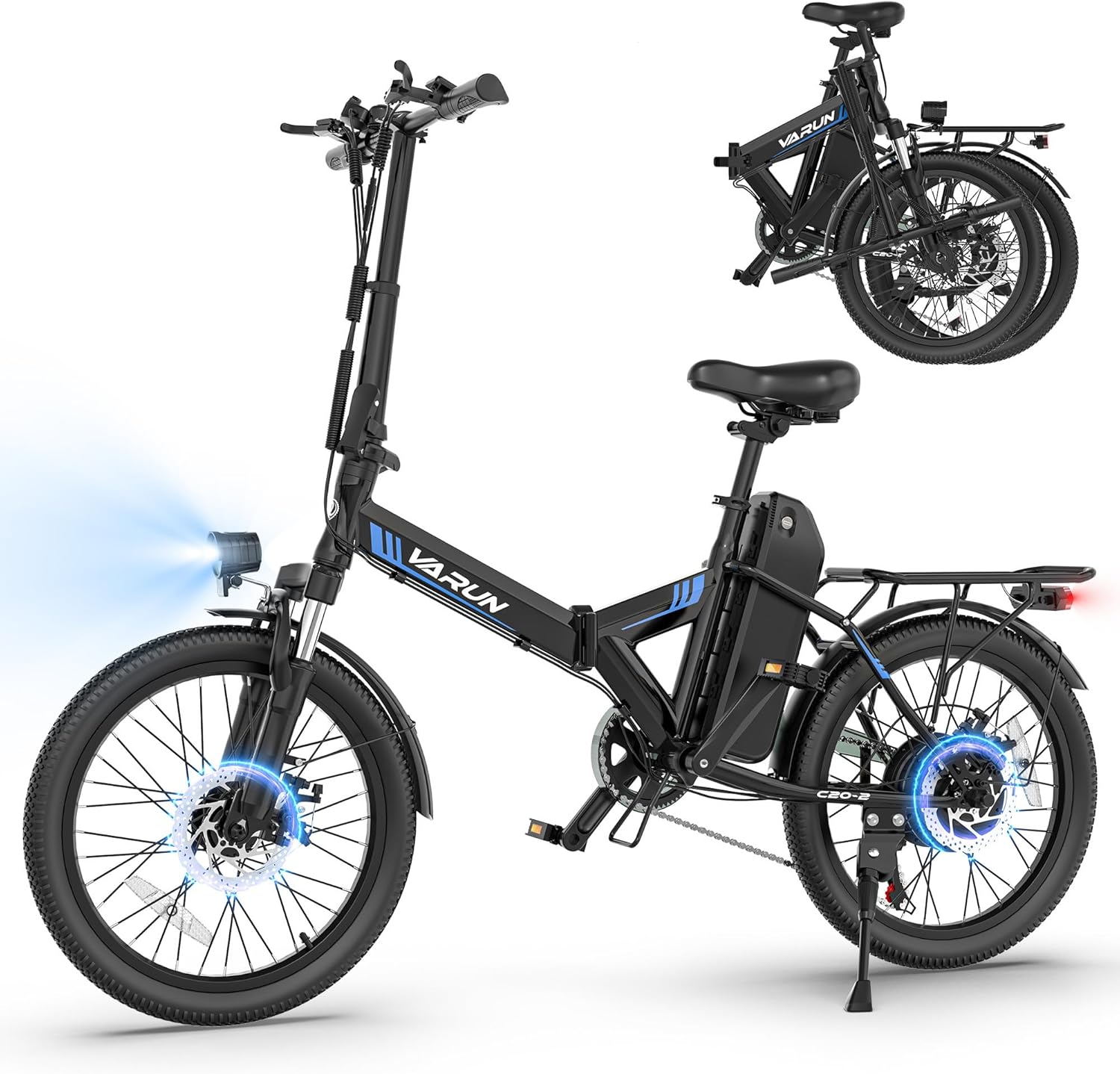 VARUN Electric Bike - 500W Folding Ebike with 36V Removable Lithium Battery | 20" Compact Commuter E-Bike for Adults