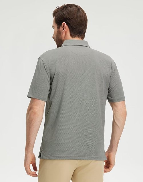 M MAELREG Men's Performance Polo Shirt - Short Sleeve, Stretch, Dry Fit, Jacquard Golf Design