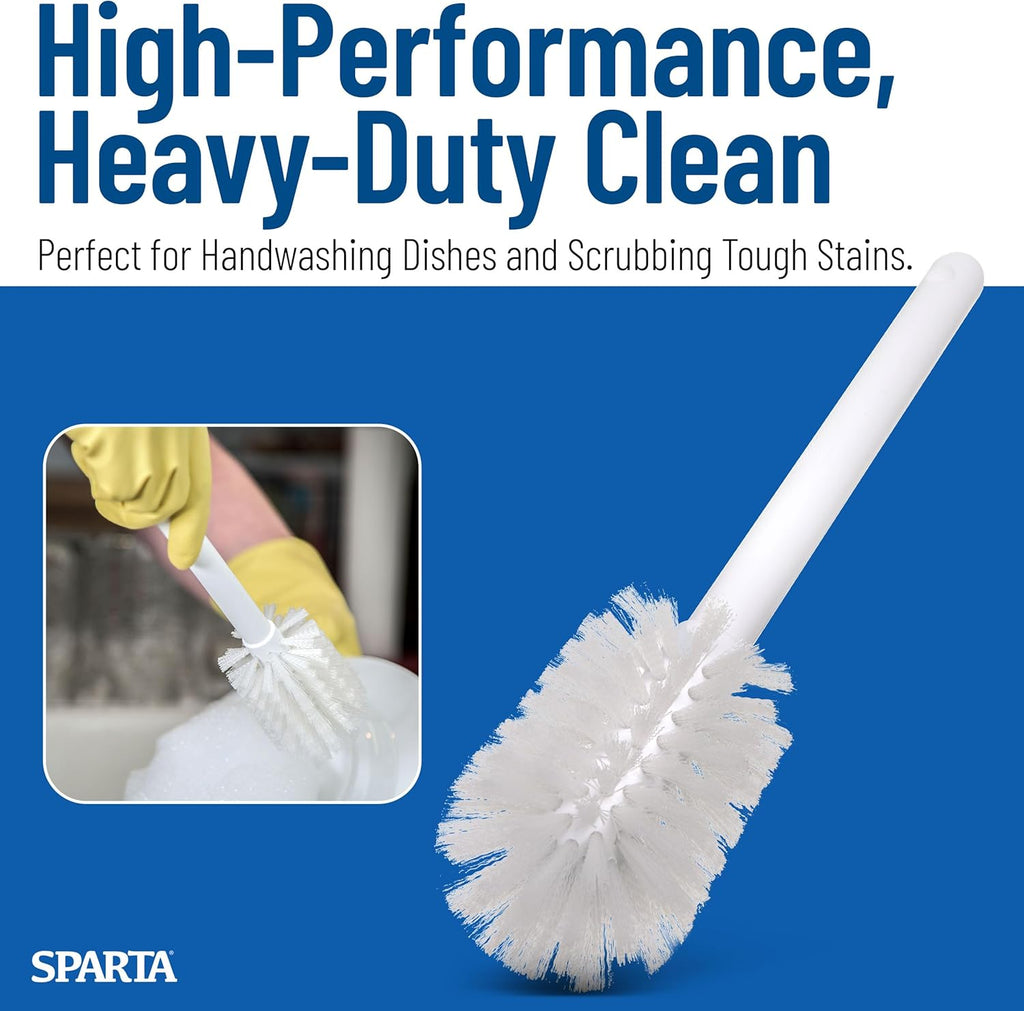SPARTA Plastic Dish Brush - Lightweight & Break-Resistant Cleaning Tool | 11-Inch, White
