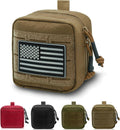 Upgrade Tactical Molle Admin Pouch - Laser Cut Design with Flag | 4x4 Inches, Interior Divider & Vinyl Pocket