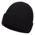 Oversized L/XL/XXL Merino Wool Beanie Hat for Men Big Head Cuffed Watch Cap Warm Soft Knit Winter Hat Black