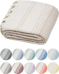 DEMMEX Organic Diamond Turkish Bath & Beach Towel - 100% Oeko-TEX Certified, Ultra-Soft, Quick-Dry, 71"x36", Beige