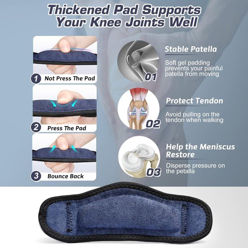 IPOW Knee Strap - Thickened Patella Support Brace for Pain Relief | Adjustable for Sports & Recovery