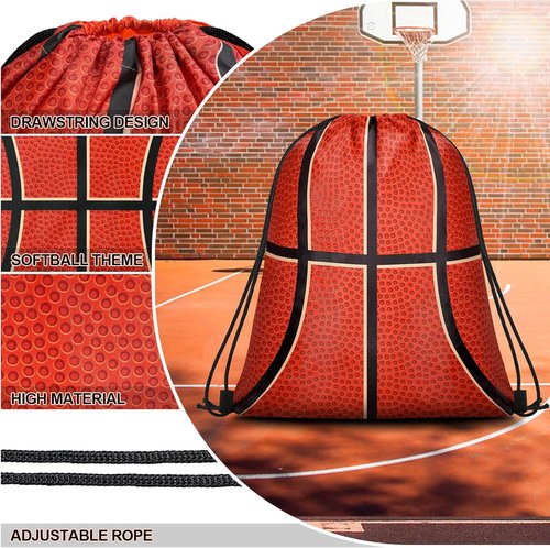 Grneric 14 Pcs Basketball Drawstring Bags - Perfect Party Favors for Sports Teams & Birthdays