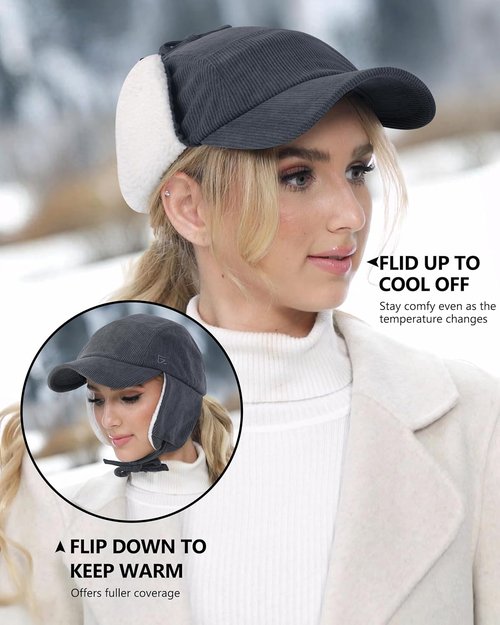 GADIEMKENSD Winter Trapper Hat - Ear Warmer Flaps & Corduroy Design for Men and Women