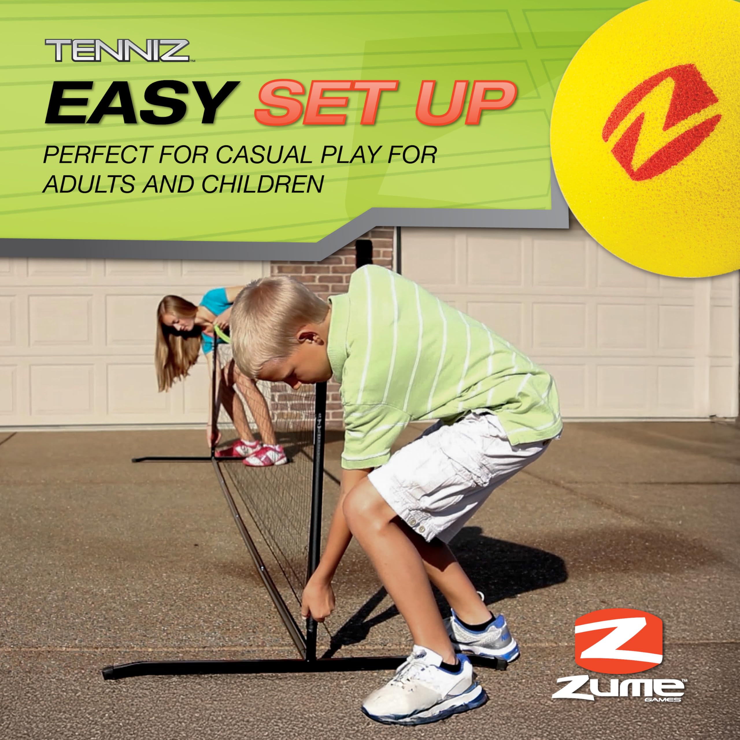 Zume Games Portable Badminton Set with Net, 4 Rackets, Shuttlecocks & Carrying Case – Outdoor Lawn Game for Backyard, Beach, or Park – Easy Setup, No Tools Required