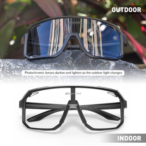 SCVCN Photochromic Cycling Glasses Sports Sunglasses Clear Men Women Bicycle MTB UV400 Protection Running Mountain Bike Baseball Biking Goggles Riding BMX Golf Driving Softball Black 501