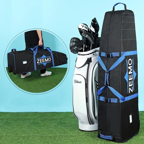 ZEEMO Golf Travel Bag, Mid-open Protective & Wheeled Airline-Approved Case for Clubs, Stand&CartBag, Waterproof Soft-Sided Cover Made of Heavy Duty Oxford, Black