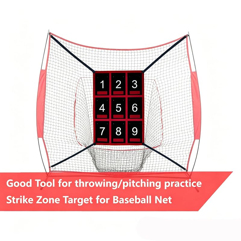 CORECISE Red Numbered Strike Zone Target for Baseball & Softball Net – 9-Zone Pitching Target