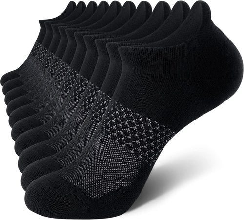 CS CELERSPORT Women's Ankle Running Socks - Cushioned Athletic Design | 5 Pairs, Comfortable Fit