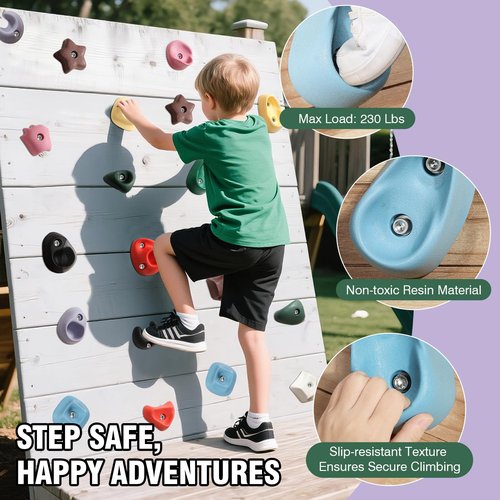 SEKKVY 36-Pack Kids Climbing Holds - Toddler Rock Climbing Toy Set with Hardware for Indoor/Outdoor Climbing Walls