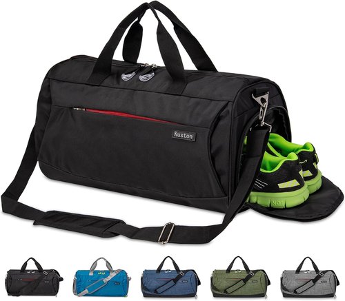 Kuston Sports Gym Bag - Versatile Duffel with Shoe Compartment & Wet Pocket | Trolley Sleeve Included