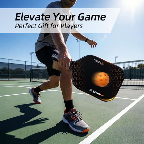 Jeimor Pickleball Paddles Set of 2 - USAPA Standard Fiberglass Face with Enhanced Grit Texture for Max Spin,Control Pickleball Paddles,Lightweight Polymer Rackets, 4 Balls and Carry Bag