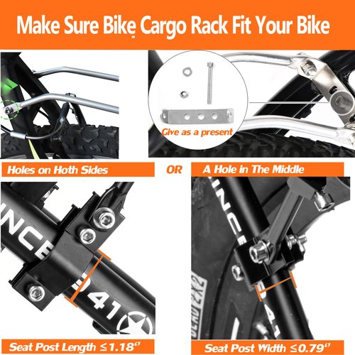 YONTUO Rear Bike Rack with Large Size Reflective,Bike Cargo Rack with Extra Long Mounting Brackets,Universal Adjustable Touring Carrier Rack,Large Capacity Bike Pannier Rack