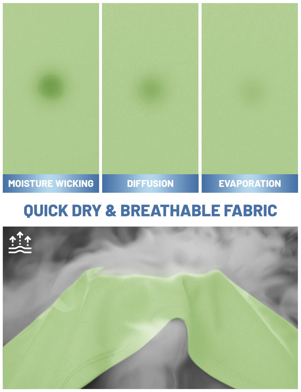MAGCOMSEN UPF 50 Shirts for Men Short Sleeve Summer T-Shirt UV Protection Running Shirts Quick Dry T Shirts Light Green XL