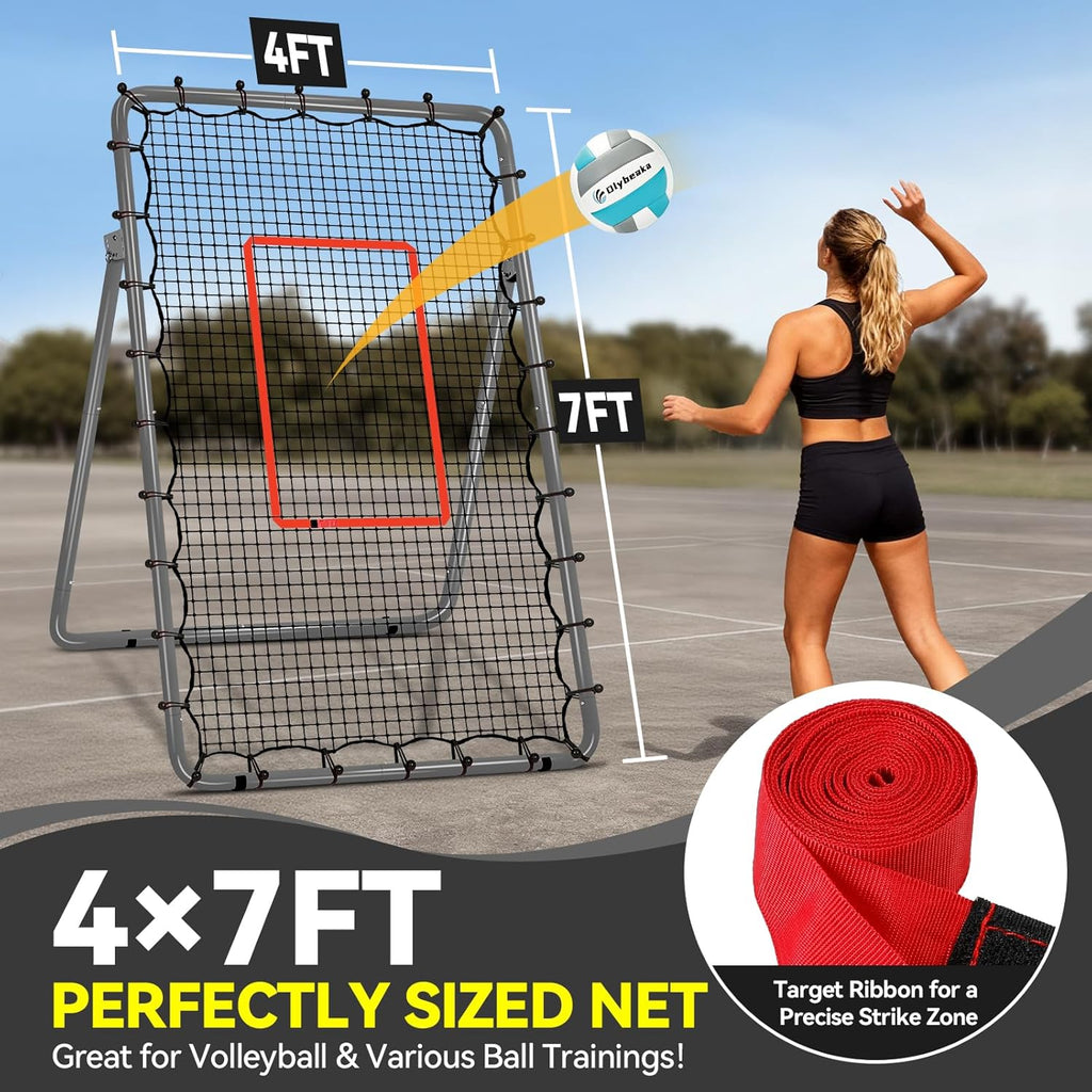 Skiennix Volleyball Rebounder Net - 6-Angle Adjustable 7x4ft Training Equipment for Bumping & Spiking