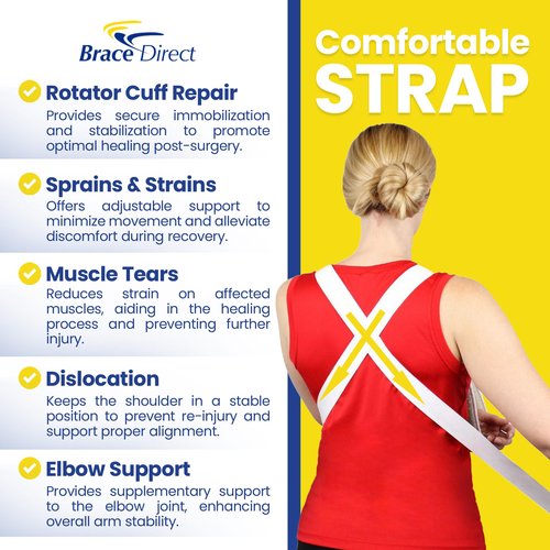 Brace Direct Adjustable Foam Arm Sling Shoulder Immobilizer for Rotator Cuff Repair, Post Op Recovery, Dislocations, Fractures & Shoulder Injuries (OSFM)