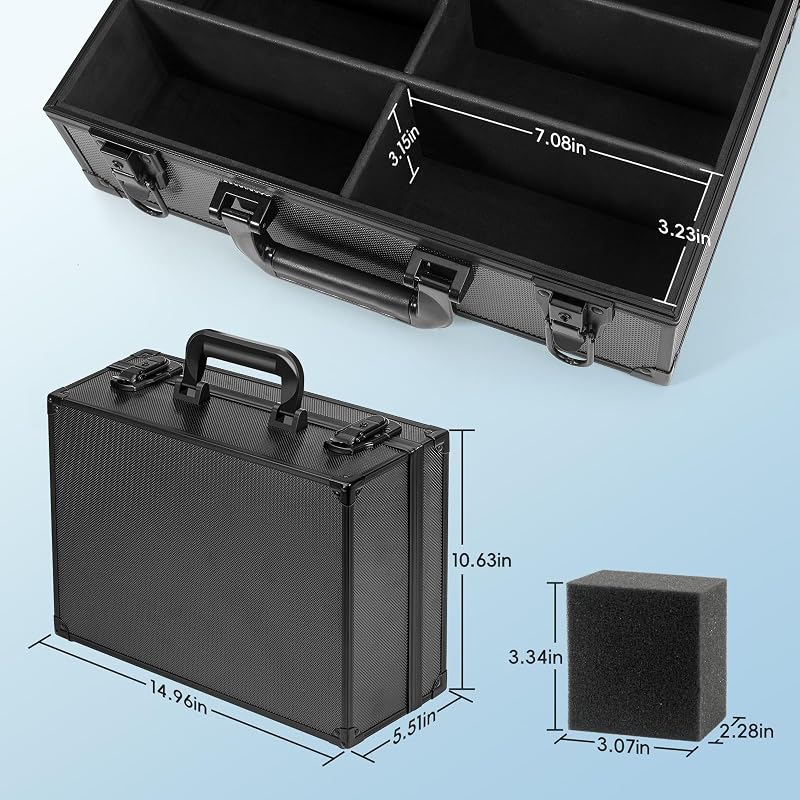 Toploader Card Storage Box 600+ Capacity, Aluminum Case for 3x4 Top Loaders with Lock