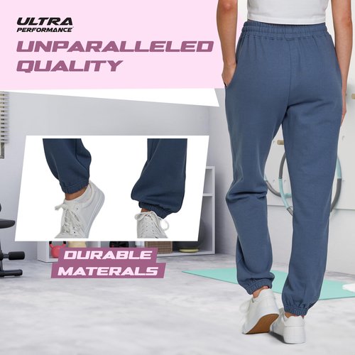 Ultra Performance Womens Sweatpants 3 Pack Cotton Joggers Women's Fleece Sweats Gym & Workout Pants for Women