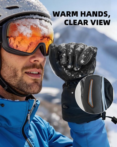 EBOSSOM Heated Gloves for Men Women, 7.4V Electric Gloves Rechargeable Battery Waterproof Touchscreen Heated Ski Gloves for Winter Outdoor Work Motorcycle Riding Hunting Hiking