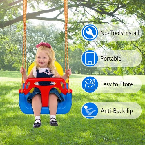 IFOYO 3-in-1 Convertible Kids Swing Seat - Detachable High-Back Support for Indoor/Outdoor Fun