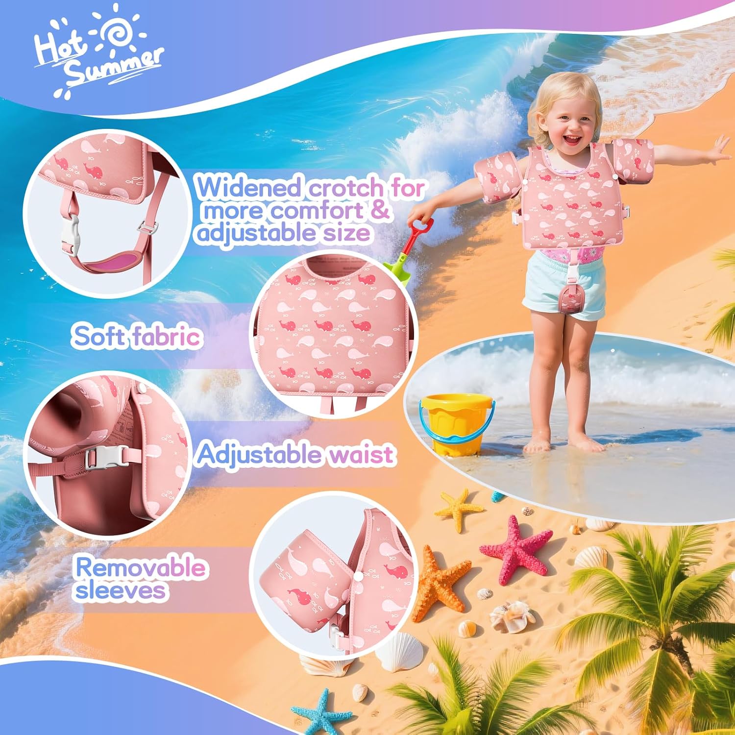 Skiennix Toddler Swim Vest - Adjustable Floaties for 13-33 lbs | Swim Jacket for Kids 1-7 Years Old