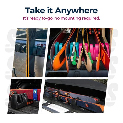 Magnetic Ski & Gear Mount – Portable Holder for Skis, Snowboards, Fishing Rods & Bikes | Vehicle, Garage & Cargo Organizer | Made in USA | Magenta