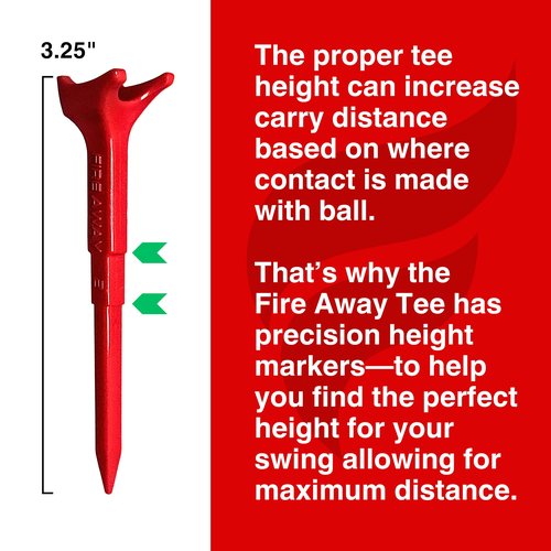 FIRE AWAY Premium Golf Tees, Reduced Ball Spin, Less Friction & Precision Height Markers for Perfect Trajectory, Made of Special Unbreakable Advanced Composite Blend (Pack of 4)