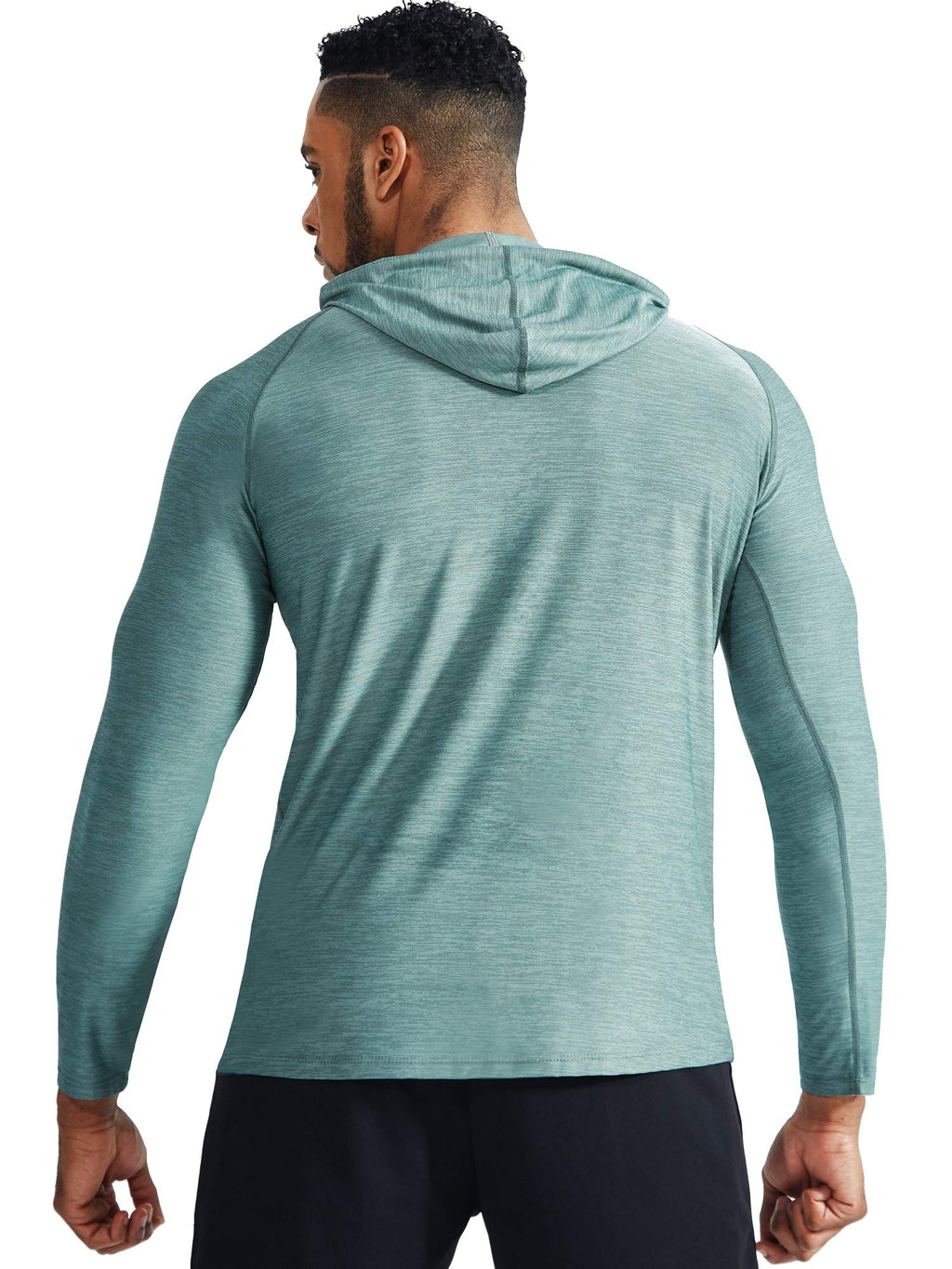 NELEUS Men's 3 Pack Dry Fit Running Shirt Long Sleeve Workout Athletic Shirts with Hoods,5071 Navy,Light Grey,Light Green,US S,EU M