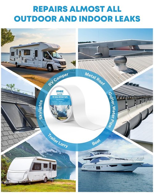 Kohree RV Sealant Tape - 4 Inch x 50 Foot Waterproof Roofing Tape | UV & Weatherproof for RV, Boat, and Window Repairs