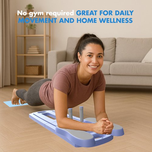 PILATEX Pilates Board – Foldable Pilates Reformer with Resistance Bands, Bar & Travel Bag – Full-Body Strength & Ab Training Equipment for Women & Men, 15 in 1 (Purple, Starter)
