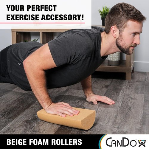 CanDo Beige PE Foam Roller - Muscle Recovery & Massage Therapy | 6" x 36" Half-Round
