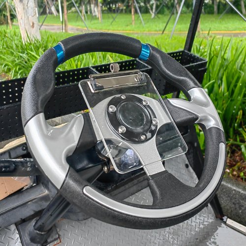TakeLook Golf Cart Steering Wheel Scorecard Holder with Pencil Holder for Club Car/EZGO/YA G29/Icon I40/Star Car/Excar and Other Most Golf Carts. 5mm Thick Acrylic More Sturdy. (Clear)