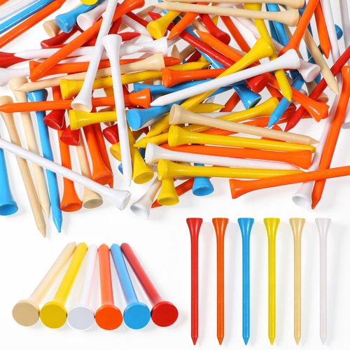 Caeuiciw 500 Pcs Wood Golf Tees Bulk 3-1/4 Inch Unbreakable Long Colored Tall Golf Tees for Men Women Kids Balls Game