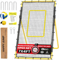 Happy Jump Volleyball Rebounder Net - 7x4 FT Adjustable Bounce Back Trainer with Heavy-Duty Steel Frame & 45-Ply Net