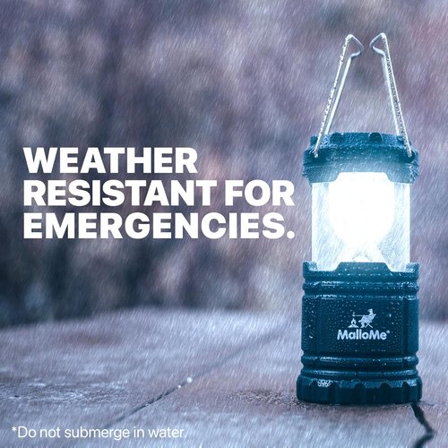 MalloMe Camping Lantern - Multicolor 4 Pack LED Lights for Tents | Emergency Battery Powered