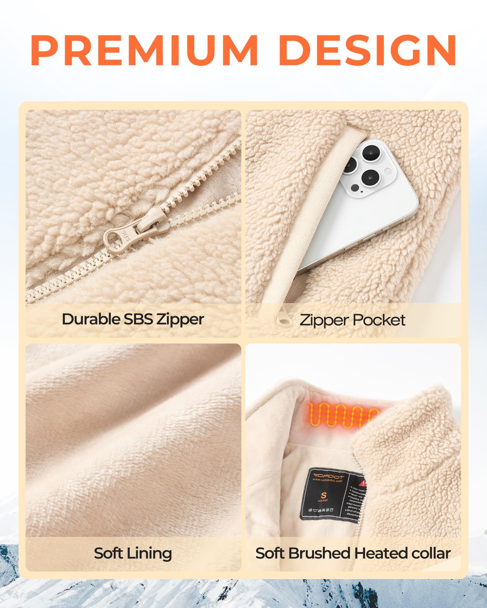 Topdot Fuzzy Fleece Heated Vest for Women with 16000mAh 7.4V Battery, Ergonomic 10 Heating Zones Women's Heated Vest