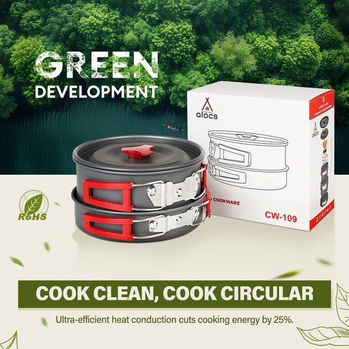 Alocs 13pcs Camping Cookware, Portable Camping Essentials with Accessories, Camping Gear Camping Cooking Set for Outdoor Cooking, Backpacking, Hiking and Picnic.