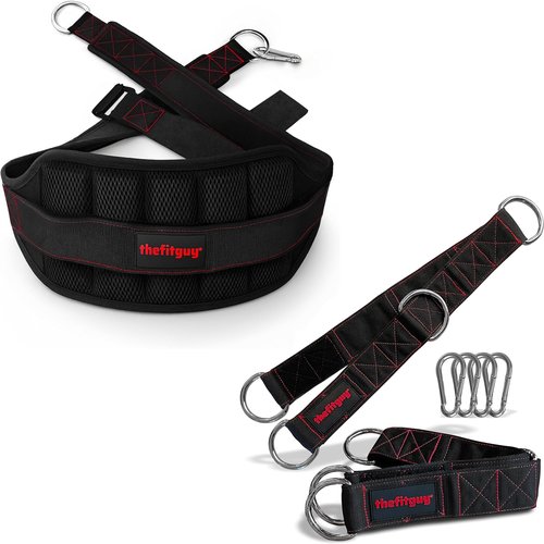 THEFITGUY Ultimate Squat & Strength Bundle – Belt Squat Machine Belt and Multifunctional Gym Extension Straps for Ultimate Full-Body Workouts