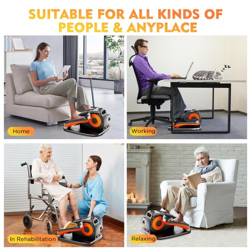 Upgraded Under Desk Elliptical Machine, Electric Ellipse Leg Exerciser for Seniors, Adjustable 12 Speed, Elliptical Stepper for Indoor, Compact Trainer with Remote Control