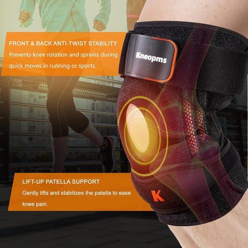2-in-1 Professional Knee Brace for Pain Relief,Adjustable Knee Support with Patella Pad & Side Stabilizers, Compression Knee Sleeve for Meniscus Tear, ACL, Joint Pain, Runner, Workout-Men & Women